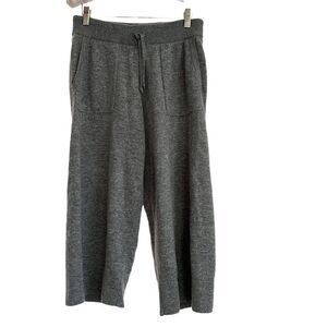 Intermix Cashmere + Wool Blend Knit Stretch Cropped Wide Leg Lounge Pants Small